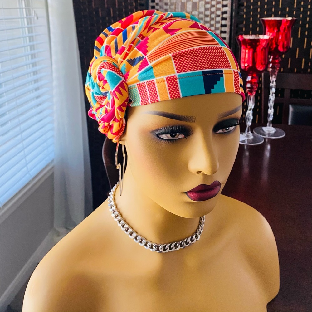 BESTSELLER!!! KENTE PRINT PRE-TIED TURBAN